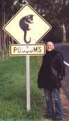 Hayls next to a Possum Sign - Perth